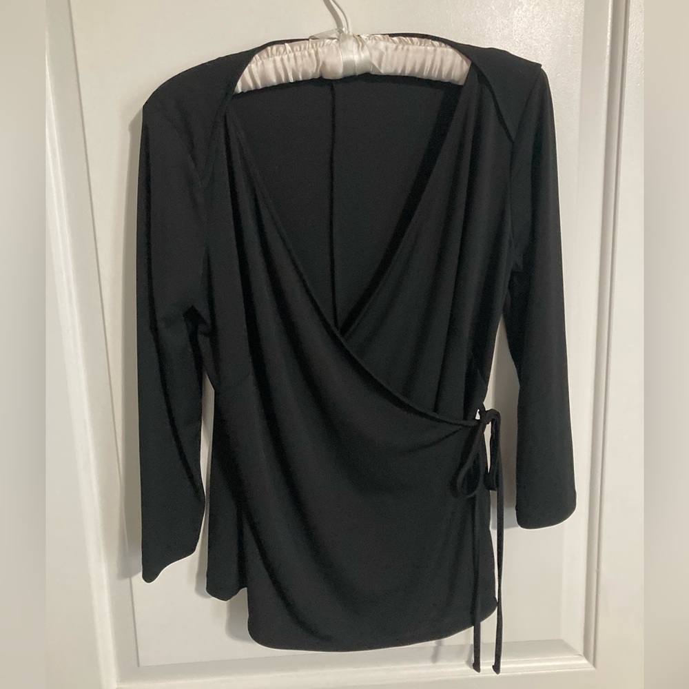 ANN TAYLOR Long Sleeve Top, Black, Size S